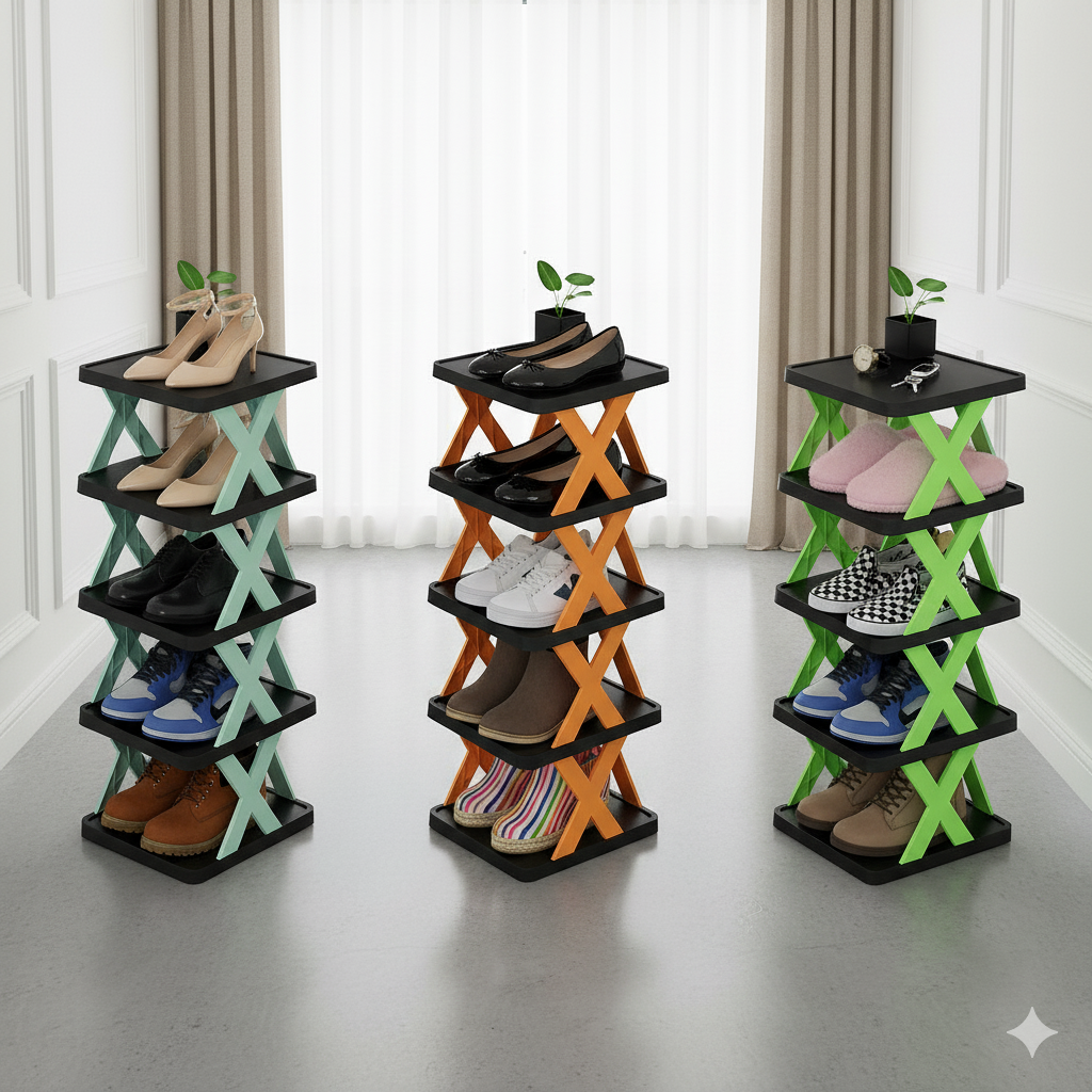 5 layer Multifunctional Black Shoe Organizer Rack (Black -HL013)